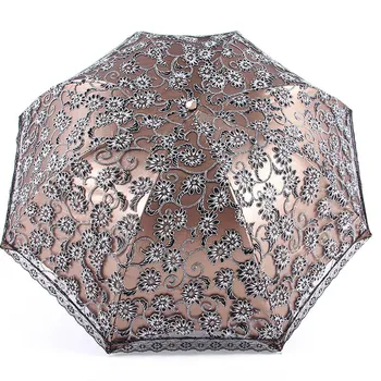 Зонт принцессы от солнца с защитой от ультрафиолета, двухслойный зонт от дождя и солнца, Складной Вышитый кружевной зонт