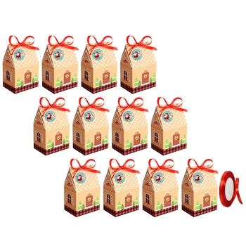 1 Комплект Коробок Рождественских конфет Коробки для Рождественских Фестивалей Сувениры для Вечеринок Коробки конфет с наклейками Лента