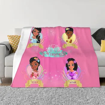 Одеяло для черной африканской девочки с рисунком из мультфильма, фланель, всесезонная команда Принцессы, супер Мягкое одеяло для путешествий на диване, Плюшевое тонкое одеяло