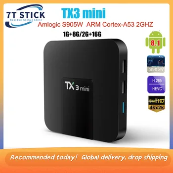 TX3 Мини Смарт ТВ Приставка Android 8,1 Amlogic S905W 1G 8G 2G 16G 4K H.265 2,4G 5G Двойная wifi Телеприставка Медиаплеер PK H95 T95