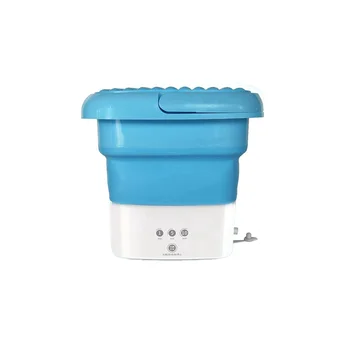 Синяя Портативная стиральная машина для путешествий, мини-складная стиральная машина в комплекте с небольшой складной сливной корзиной, штепсельная вилка ЕС