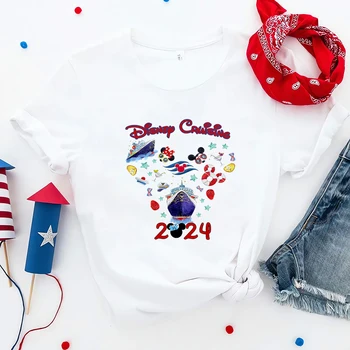 Футболка Disney Cruising 2024 с Микки Харадзюку, Модная Летняя футболка Vacay Mode с коротким рукавом, Тонкая Женская одежда, Бесплатная Доставка