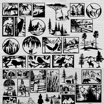 213 Рисунков векторного рисунка дикой природы в лесу для лазерной плазменной резки металла и дерева с ЧПУ