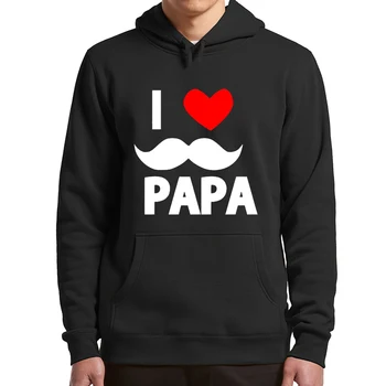 I Love Papa Классические толстовки для папы, подарок Папе, Базовые повседневные Пуловеры с длинными рукавами, Мужские толстовки Плюс бархат