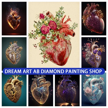 Абстрактное изображение человеческого сердца 5D DIY AB Алмазная живопись, Набор мозаики, Вышитая Карта человеческого Тела, Настенное искусство, клиника, медицинский Декор