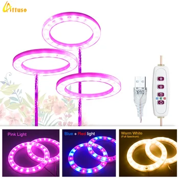 LED Angel Ring Grow Light DC 5V USB Фитолампа для Растений, Лампы Полного спектра Для Комнатных растений, Рассада В Теплице, Домашний Цветок