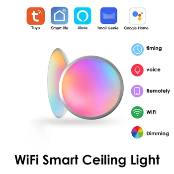 Tuya WiFi Smart LED потолочный светильник RGB Теплый белый потолочный светильник с регулируемой яркостью Приложение Голосовое управление для гостиной Работа С Alexa/Google