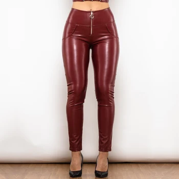 Кожаные брюки Премиум-класса Shascullfites Melody, плотные леггинсы, кожаные красные брюки с высокой талией для зимы