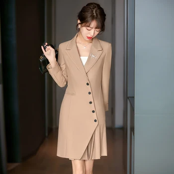 Корейский весенний костюм, темпераментное платье миди, Женское дизайнерское облегающее платье, элегантное модное офисное женское сексуальное платье высокого класса