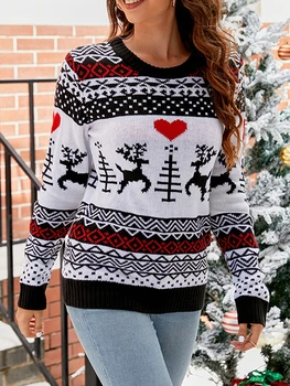 Женский Уродливый Рождественский пуловер, свитера, милые свитера с длинным рукавом для зимы и праздничных вечеринок
