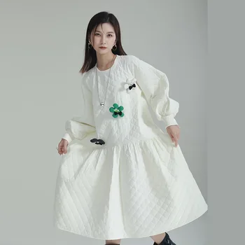 Leorlax 2023, Весеннее Новое хлопковое платье с нишевым дизайном, Платье Свободного Кроя, Тонкая Длинная хлопковая одежда для женщин J0062