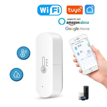 Умный дом Tuya WiFi Датчик температуры влажности Домашний подключенный термометр Совместим с приложением Alexa Google Home Smart Life