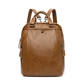 Рюкзаки из 100% мягкой натуральной кожи Для женщин, Повседневная Дорожная сумка через плечо, Функциональный школьный рюкзак вместимостью C1911