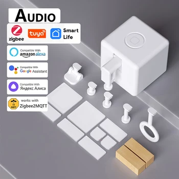Tuya Smart Zigbee Fingerbot Plus Кнопка Переключения Сенсорного режима Fingerbot Smart Life Control Работает с Alexa Google Home Alice