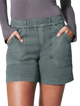 Женские эластичные шорты-карго с высокой талией Y2k Fashion Egirls, облегающие шорты с карманами, винтажные короткие брюки (джинсы цвета хаки M)