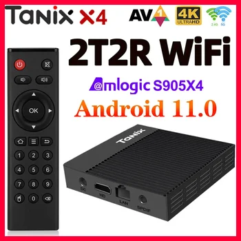 X4 Smart TV Box Android 11 4 ГБ 32 ГБ 64 ГБ Amlogic S905X4 TVBox 2T2R Двойная поддержка WiFi AV1 H.265 8K Google Voice телеприставка