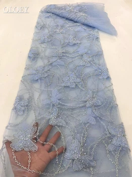 Мода 2023 Французская вышивка Бабочка из бисера Кружевная ткань в африканском Нигерийском стиле С блестками Ткань для свадебного платья