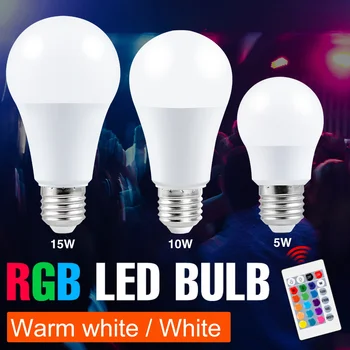 RGBWW Меняющая Цвет Лампа СВЕТОДИОДНЫЙ Прожектор E27 RGB Smart Control Лампа С Регулируемой Яркостью 5 Вт 10 Вт 15 Вт Точечный Светильник СВЕТОДИОДНЫЙ RGBW Вечерние Лампада SMD5050