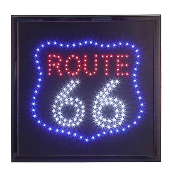 Светодиодная вывеска Route 66, Anrookie (19x19 дюймов 110 В), Анимированная вывеска со светодиодной подсветкой Route 66, для стен, окна, подарка, домашнего декора