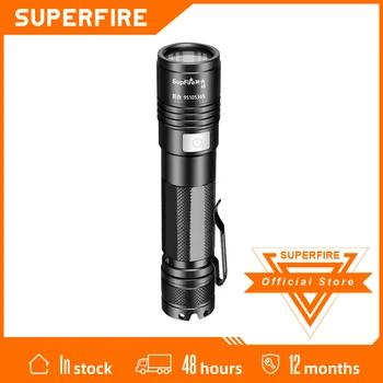 Мини-фонарик SUPERFIRE A5 18650 USB Перезаряжаемый, 5 режимов Освещения, лампа для Кемпинга, рыбалки, светодиодный фонарь из алюминиевого сплава