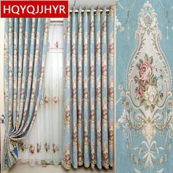 Классические элегантные высококачественные плотные шторы из синели и жаккарда для гостиной, роскошная вышитая вуалевая занавеска для спальни