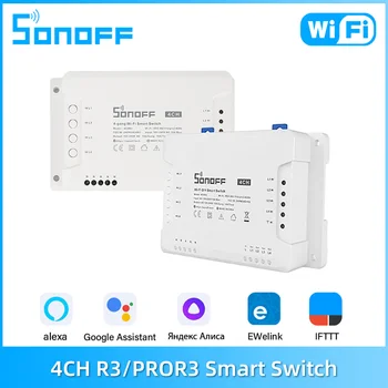 Sonoff 4CH R3/4CH PRO R3 4 Банды Wi-Fi Smart Switch Модуль Блокировки Постепенного Управления Поддержка приложения eWeLink Alexa Google Home Alice