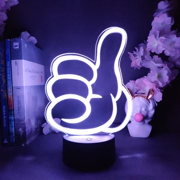 Большие Пальцы Вверх Лампы 3D LED RGB Неоновые Акриловые USB Ночные Светильники Крутые Красочные Подарки Для Друзей Прикроватное Украшение Журнального Столика В Спальне