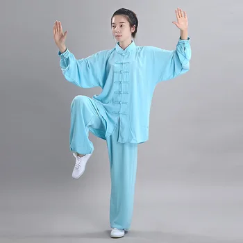 Yourqipao, летняя одежда в китайском традиционном стиле, Костюм ушу с длинными рукавами, униформа для занятий Тайцзи кунг-фу для мужчин унисекс
