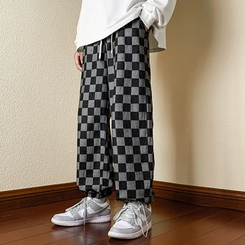 Новые корейские модные Свободные джинсы в стиле хип-хоп, Шаровары с окантовкой, Джинсы-карго, Прямые Мешковатые широкие брюки