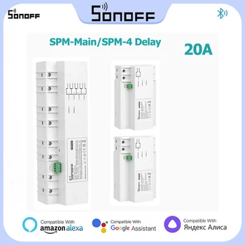 SONOFF SPM Наращиваемый измеритель мощности, защита от перегрузки 20A, Умный выключатель, Монитор энергопотребления, Поддержка хранения данных