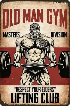 Вывеска Спортзала Old Man Masters Division Уважайте Старших Плакат Любителей тяжелой Атлетики И Фитнеса Жестяная Вывеска Винтажный Металлический Плакат Художественная Стена