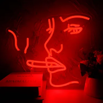 Неоновая вывеска для курящих женщин, Акриловый неоновый светильник для декора стен в комнате для девочек и мальчиков, Эстетический декор комнаты, Бар, Праздничная вечеринка, USB Светодиодный неоновый