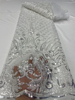 Роскошная ткань ручной работы с пайетками, Французское свадебное платье, Последняя версия, Нигерия, Корея, текстиль с сетчатой вышивкой, Хорошая цена, бисер, новинка JJ009
