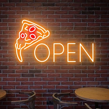 Открытая пицца ручной работы, светодиодная неоновая Вывеска магазина, Пользовательские Бизнес-неоновые вывески для ресторана, украшения дверей магазина Пиццы, ночные огни