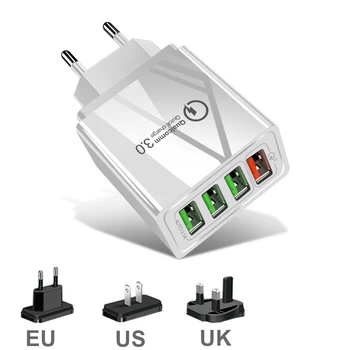 Штепсельная вилка EU/US/UK USB-зарядное устройство Quick Charge 3.0 Для светодиодного освещения, адаптер для лампы, телефона, планшета, Портативное настенное мобильное зарядное устройство, Быстрое зарядное устройство
