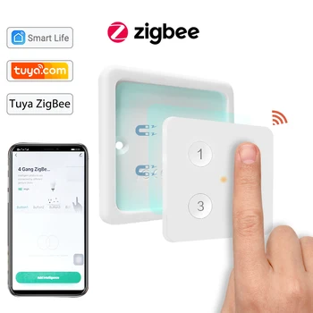 Беспроводной 4-кнопочный квадратный пульт дистанционного управления Tuya ZigBee 3.0 Работает с необходимыми устройствами Smartthings Conbee Deconz Stick Domoticz Hub