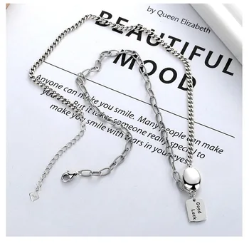 Винтажное ожерелье из стерлингового серебра S925 пробы с квадратным кулоном для женщин в стиле Ins