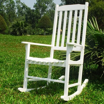 Кресло-качалка из натурального дерева с высокой спинкой для современного дома, белый