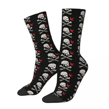 Хип-хоп Винтажные мужские носки Jack's Flag Crazy с Пиратским флагом, Уличный стиль Унисекс, Бесшовные носки с принтом, Новинка, носки Happy Crew, подарок для мальчиков