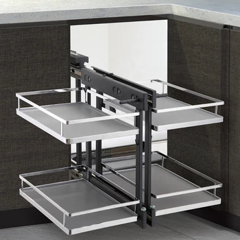 Кухонный шкаф с мягким закрыванием, удобный угловой ss из нержавеющей стали, универсальная выдвижная корзина для хранения вещей с дверцей 30 см