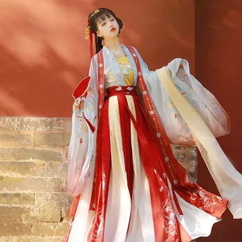 Платье Hanfu В китайском стиле, Женское Красное Элегантное Платье Hanfu, китайская Древняя и традиционная одежда, Костюмы для народных танцев