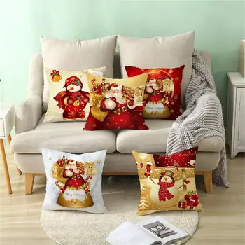 Чехол для подушки из полиэстера с рождественским мультяшным рисунком, персиковая кожа, Практичная наволочка для офисного дивана