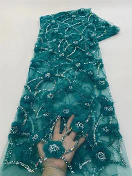 Новейшая африканская 3D Цветочная Кружевная ткань с вышивкой, Французская Сетчатая Кружевная ткань с блестками, Нигерийское Тюлевое кружево для Жениха, для вечеринки Wp200-2