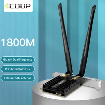 PCIE X1 Беспроводная Сетевая карта Gigabit 1800M WiFi6 Настольный Bluetooth 5,2 WiFi 6 Адаптер для карт Bluetooth5.2 Двухдиапазонный 2,4G/5G
