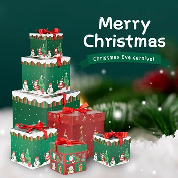 Рождественская упаковочная коробка 3шт, Подарочная коробка, Веселые Рождественские украшения для дома, подарочные коробки для Рождественской елки, Упаковочные коробки для Санта-Клауса