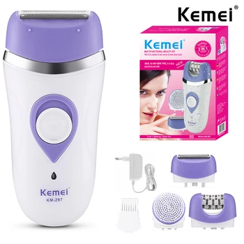 Мощный Электрический Эпилятор Kemei 297 Для Женщин 3 в 1, Машина Для Удаления волос на лице и Теле, Бикини, Подмышки, Ноги, Перезаряжаемый