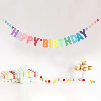 Разноцветный баннер с Днем рождения, Детский душ, украшения для первого дня рождения, фотобудка, Гирлянда с овсянками, флаги с Днем рождения
