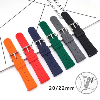 Силиконовый спортивный ремешок 20 мм 22 мм Резиновый ремешок для часов Быстроразъемный сменный браслет для Дайвинга Водонепроницаемый для аксессуаров Seiko Band