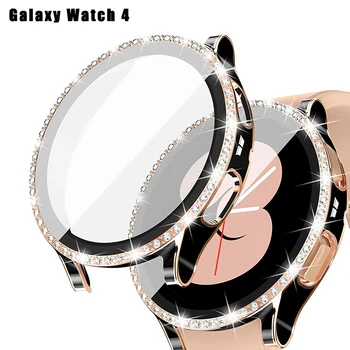 Чехол-бампер с бриллиантами для Samsung Galaxy Watch 4, защитная пленка для экрана 40 мм 44 мм, Бриллианты Для женщин, украшения для девочек, защитный кристалл