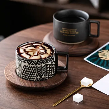 Креативный набор чашек для кофе Американо с ложкой в стиле INS, маленький роскошный набор чашек для воды и молока
